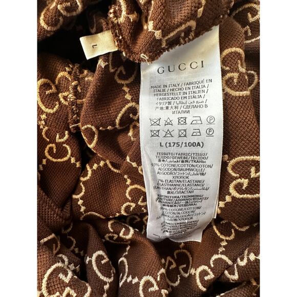 Gucci Brown & Tan GG Monogram Polo T-Shirt - Picture 4 of 7